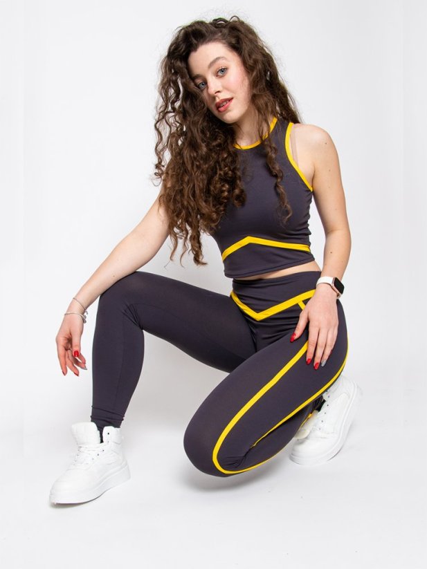 AURA-03/15 tmavě šedé fitness legíny - Barva: Šedá, Velikost: M, Materiál: 90% polyamid 10% elastan